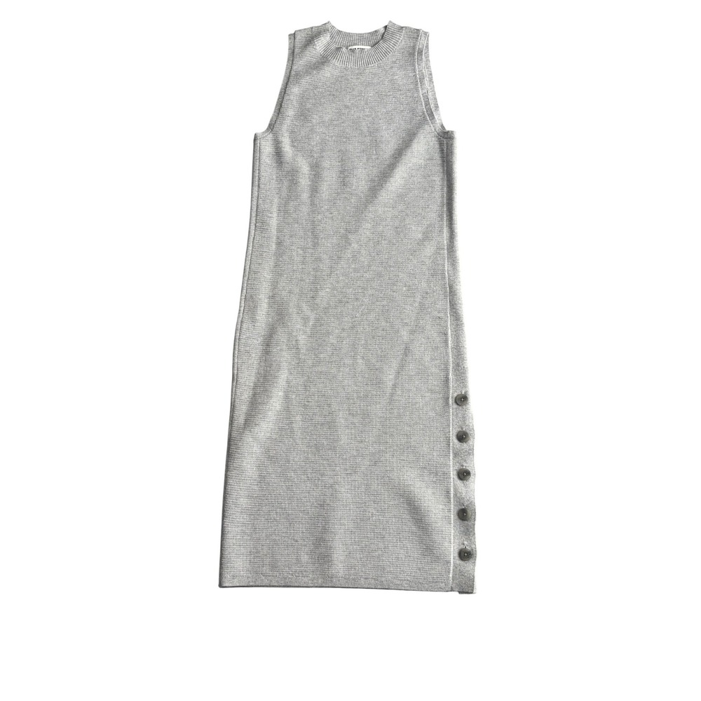 Club Monaco Knit Dress Sleeveless Button Accent Gray Women's XS Casual